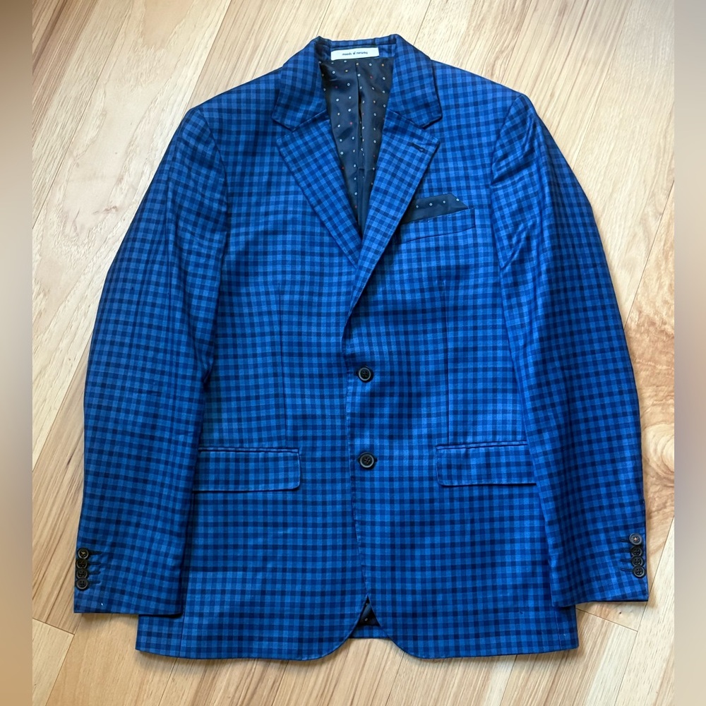 Moods of Norway Classic Navy Checkered Blazer Size 50